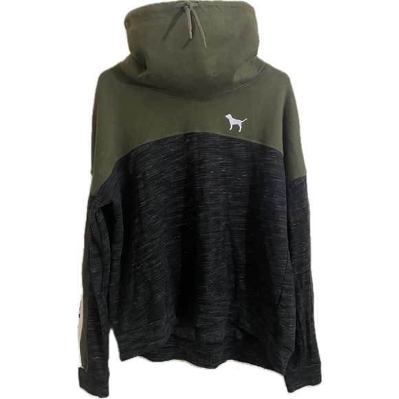 Victoria's Secret PINK VS Marl Black Olive Green Cowl Pullover - Large - Picture 2 of 6